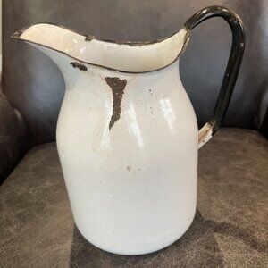 Vintage White Enamel Ware Pitcher